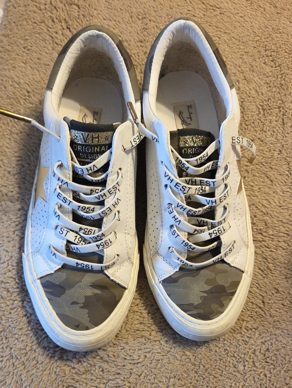 VH Original White Leather Sneakers with Grey Camo Toe